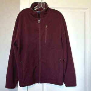 CREMIEUX CLASSICS Mens Burgundy Fleece Zip Up Jacket Elbow Patches‎ Size L
